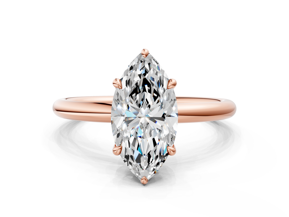 Rose gold Marquise Cut Solitaire Ring with Thin Band and Four-Prong Setting_36