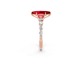 Rose gold Marquise Cut Solitaire Ruby Ring with Pave Band and Four-Prong Setting_2