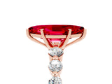 Rose gold Marquise Cut Solitaire Ruby Ring with Pave Band and Four-Prong Setting_5