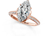 Rose gold Marquise Cut Solitaire Split Shank Pave Diamond Engagement Ring with Four-Prong Setting_10