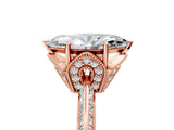 Rose gold Marquise Cut Solitaire Split Shank Pave Diamond Engagement Ring with Four-Prong Setting_14