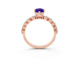 Rose gold Marquise Cut Solitaire Tanzanite Ring with Pave Band and Four-Prong Setting_3