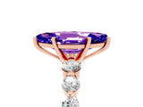 Rose gold Marquise Cut Solitaire Tanzanite Ring with Pave Band and Four-Prong Setting_5