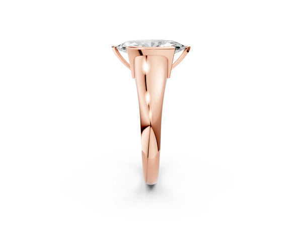 Rose Gold Marquise Tension Style Solitaire Engagement Ring Setting with Wide Sculpted Band