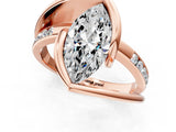 Rose gold Marquise Cut Solitaire Tension-Set Diamond Split Shank Ring_16