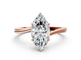 Rose gold Marquise Cut Solitaire Twist Band Ring with Four-Prong Setting_31