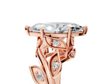 Rose gold Marquise Cut Solitaire Twist Engagement Ring with Leaf Accents and Prong Setting_20