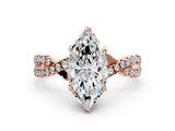 Rose gold Marquise Cut Solitaire Twist Pave Diamond Engagement Ring with Prong Setting_15