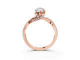 Rose gold Marquise Cut Solitaire Twist Pave Diamond Engagement Ring with Prong Setting_18