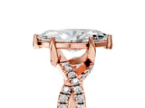 Rose gold Marquise Cut Solitaire Twist Pave Diamond Engagement Ring with Prong Setting_20