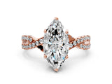 Rose gold Marquise Cut Solitaire Twist Pave Diamond Engagement Ring with Prong Setting_39