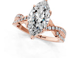 Rose gold Marquise Cut Solitaire Twist Pave Diamond Engagement Ring with Prong Setting_40