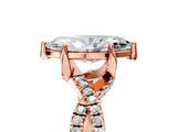 Rose gold Marquise Cut Solitaire Twist Pave Diamond Engagement Ring with Prong Setting_44
