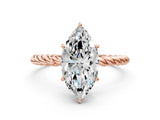 Rose gold Marquise Cut Solitaire Twisted Band 4-Prong Ring_15