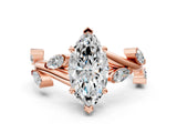 Rose gold Marquise Cut Solitaire Twisted Band Marquise Accent Prong Setting Ring_3