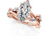 Rose gold Marquise Cut Solitaire Twisted Band Marquise Accent Prong Setting Ring_4