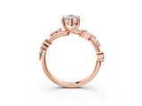 Rose gold Marquise Cut Solitaire Twisted Band Marquise Accent Prong Setting Ring_6