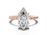 Rose gold Marquise Cut Solitaire Twisted Band with Four-Prong Setting_103
