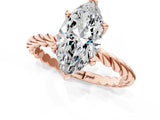 Rose gold Marquise Cut Solitaire Twisted Band with Four-Prong Setting_104
