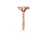 Rose gold Marquise Cut Solitaire Twisted Band with Four-Prong Setting_105