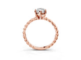 Rose gold Marquise Cut Solitaire Twisted Band with Four-Prong Setting_106