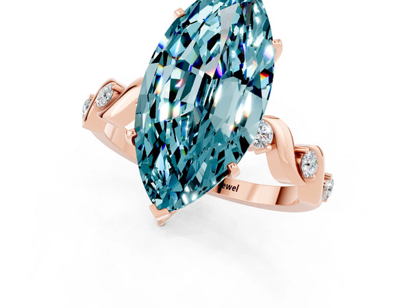 Rose gold Marquise Cut Solitaire Twisted Band with Prong Setting