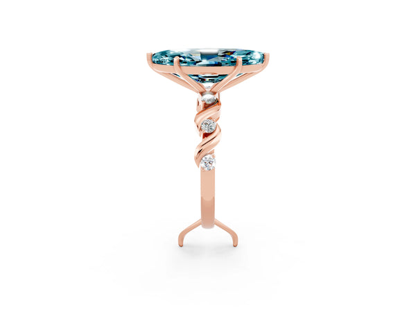 Rose gold Marquise Cut Solitaire Twisted Band with Prong Setting