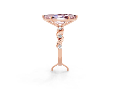 Rose gold Marquise Cut Solitaire Twisted Band with Prong Setting_2