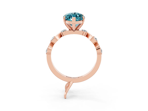 Rose gold Marquise Cut Solitaire Twisted Band with Prong Setting