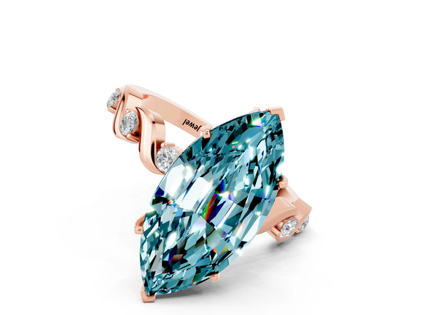 Rose gold Marquise Cut Solitaire Twisted Band with Prong Setting