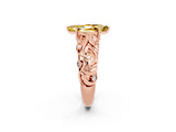 Rose gold Marquise Cut Solitaire Yellow Sapphire Leaf-Inspired Vine Band Ring with Prong Setting_26