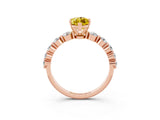 Rose gold Marquise Cut Solitaire Yellow Sapphire Ring with Pave Band and Four-Prong Setting_27