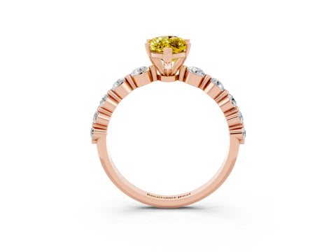 Rose gold Marquise Cut Solitaire Yellow Sapphire Ring with Pave Band and Four-Prong Setting_27