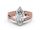 Rose gold Marquise Cut Split Shank Pave Diamond Ring with Four-Prong Setting_52