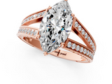Rose gold Marquise Cut Split Shank Pave Diamond Ring with Four-Prong Setting_53