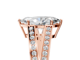 Rose gold Marquise Cut Split Shank Pave Diamond Ring with Four-Prong Setting_57