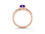 Rose gold Marquise Cut Tanzanite Cluster Side Stone Solitaire Ring with Prong Setting_27
