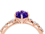 Rose gold Marquise Cut Tanzanite Cluster Side Stone Solitaire Ring with Prong Setting_28