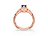 Rose gold Marquise Cut Tanzanite Engagement Ring with Milgrain Channel Set Band and Prong Setting_3