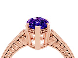 Rose gold Marquise Cut Tanzanite Engagement Ring with Milgrain Channel Set Band and Prong Setting_4