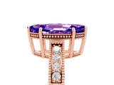 Rose gold Marquise Cut Tanzanite Engagement Ring with Milgrain Channel Set Band and Prong Setting_5