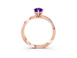 Rose gold Marquise Cut Tanzanite Engagement Ring with Side Stone Accents and Four-Prong Setting_30