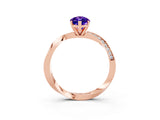 Rose gold Marquise Cut Tanzanite Engagement Ring with Side Stone Accents and Four-Prong Setting_63