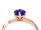 Rose gold Marquise Cut Tanzanite Engagement Ring with Side Stone Accents and Four-Prong Setting_64