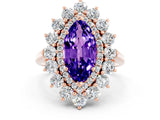 Rose gold Marquise Cut Tanzanite Floral Double Halo Engagement Ring with Prong Setting_60