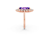 Rose gold Marquise Cut Tanzanite Floral Double Halo Engagement Ring with Prong Setting_62