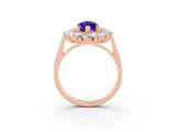Rose gold Marquise Cut Tanzanite Floral Double Halo Engagement Ring with Prong Setting_63