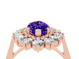 Rose gold Marquise Cut Tanzanite Floral Double Halo Engagement Ring with Prong Setting_64