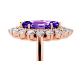 Rose gold Marquise Cut Tanzanite Floral Double Halo Engagement Ring with Prong Setting_65