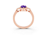 Rose gold Marquise Cut Tanzanite Halo Ring with Tapered Band and Four-Prong Setting_3